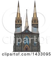 Poster, Art Print Of Line Drawing Styled Australian Landmark St Patrick Cathedral