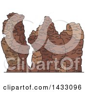 Clipart Of A Line Drawing Styled Australian Landmark Three Sisters Rock Royalty Free Vector Illustration by Vector Tradition SM