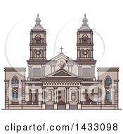 Poster, Art Print Of Line Drawing Styled Uruguay Landmark Cathedral Of Mercedes