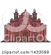Clipart Of A Line Drawing Styled Uruguay Landmark National Shrine Of The Sacred Heart Of Jesus Royalty Free Vector Illustration by Vector Tradition SM