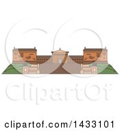 Clipart Of A Line Drawing Styled American Landmark Franklin Institute Royalty Free Vector Illustration