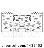 Clipart Of A Black And White Line Drawing Styled Israel Landmark Damascus Gate Royalty Free Vector Illustration