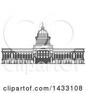 Poster, Art Print Of Black And White Line Drawing Styled Cuban Landmark National Capitol
