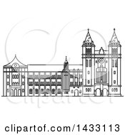 Poster, Art Print Of Black And White Line Drawing Styled Brazilian Landmark Sao Bento Monastery