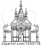 Poster, Art Print Of Black And White Line Drawing Styled Egyptian Landmark Saint Virgin Mary Church