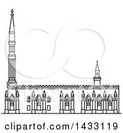 Poster, Art Print Of Black And White Line Drawing Styled Egyptian Landmark Al-Hussein