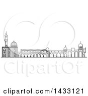 Poster, Art Print Of Black And White Line Drawing Styled Egyptian Landmark Al-Azhar Mosque