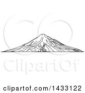 Clipart Of A Black And White Line Drawing Styled New Zealand Landmark Mount Taranaki Royalty Free Vector Illustration