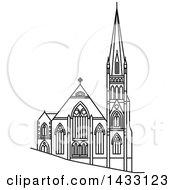 Poster, Art Print Of Black And White Line Drawing Styled New Zealand Landmark Presbyterian Knox Church