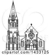Poster, Art Print Of Black And White Line Drawing Styled New Zealand Landmark Christchurch Cathedral