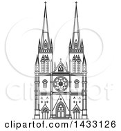 Poster, Art Print Of Black And White Line Drawing Styled Australian Landmark St Mary Cathedral