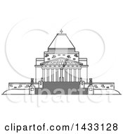 Clipart Of A Black And White Line Drawing Styled Australian Landmark Shrine Of Remembrance Royalty Free Vector Illustration