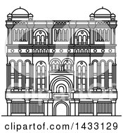 Clipart Of A Black And White Line Drawing Styled Australian Landmark Queen Victoria Building Royalty Free Vector Illustration by Vector Tradition SM