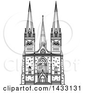 Poster, Art Print Of Black And White Line Drawing Styled Australian Landmark St Patrick Cathedral