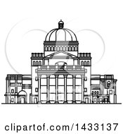 Poster, Art Print Of Black And White Line Drawing Styled American Landmark The First Church Of Christ