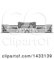 Poster, Art Print Of Black And White Line Drawing Styled American Landmark Library Of Congress Building