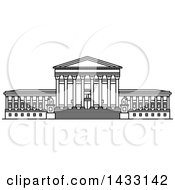 Poster, Art Print Of Black And White Line Drawing Styled American Landmark United States Supreme Court Building