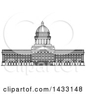 Black And White Line Drawing Styled American Landmark Utah State Capitol Building
