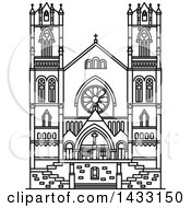 Poster, Art Print Of Black And White Line Drawing Styled American Landmark Cathedral Of The Madeleine