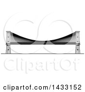 Clipart Of A Black And White Line Drawing Styled American Landmark Brooklyn Bridge Royalty Free Vector Illustration