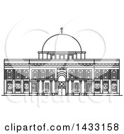 Clipart Of A Black And White Line Drawing Styled Israel Landmark Al Aqsa Mosque Royalty Free Vector Illustration