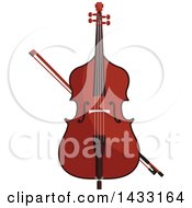 Clipart Of A Double Bass And Bow Royalty Free Vector Illustration