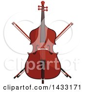 Clipart Of A Double Bass And Crossed Bows Royalty Free Vector Illustration