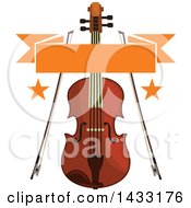 Poster, Art Print Of Violin And Bows With Stars And A Banner