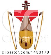 Clipart Of A Gadulka And Bows With A Blank Banner Royalty Free Vector Illustration