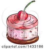 Clipart Of A Sketched Cherry Souffle Biscuit Royalty Free Vector Illustration by Vector Tradition SM