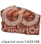 Clipart Of A Sketched Slice Of Chocolate Cake Royalty Free Vector Illustration
