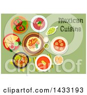 Clipart Of A Table Set With Mexican Cuisine With Text Royalty Free Vector Illustration