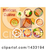 Table Set With Mexican Cuisine With Text