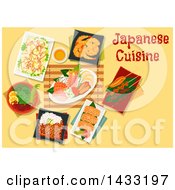 Poster, Art Print Of Table Set With Japanese Cuisine With Text