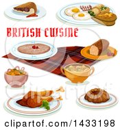 Clipart Of British Cuisine With Text Royalty Free Vector Illustration