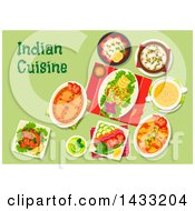 Clipart Of A Table Set With Indian Cuisine With Text Royalty Free Vector Illustration
