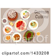 Clipart Of A Table Set With German Cuisine With Text Royalty Free Vector Illustration