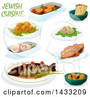 Clipart Of Jewish Cuisine With Text Royalty Free Vector Illustration