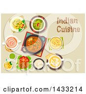 Clipart Of A Table Set With Indian Cuisine With Text Royalty Free Vector Illustration