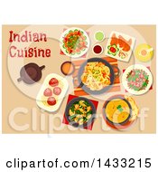 Table Set With Indian Cuisine With Text
