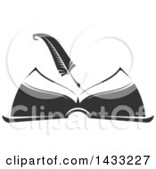 Poster, Art Print Of Grayscale Feather Quill Over An Open Book