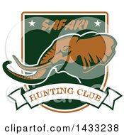 Poster, Art Print Of Hunting Shield Design With Text And An Elephant