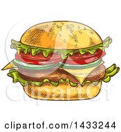 Poster, Art Print Of Sketched Cheese Burger