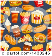 Poster, Art Print Of Seamless Background Of Fast Foods