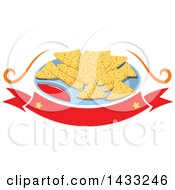Plate Of Tortilla Chips And Salsa Over A Blank Banner