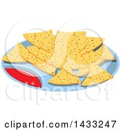 Clipart Of A Plate Of Tortilla Chips And Salsa Royalty Free Vector Illustration by Vector Tradition SM