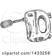 Clipart Of A Sketched Black And White Hand Mixer Royalty Free Vector Illustration by Vector Tradition SM