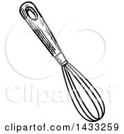 Clipart Of A Sketched Black And White Whisk Royalty Free Vector Illustration
