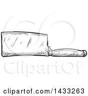 Clipart Of A Sketched Black And White Knife Royalty Free Vector Illustration