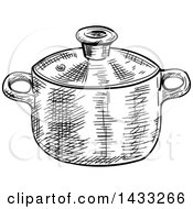 Clipart Of A Sketched Black And White Pot Royalty Free Vector Illustration